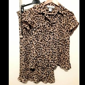 Nine & Co. Leopard Print Blouse and Skirt